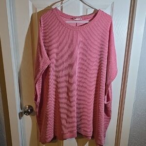 Chic Soul Pink Ribbed Blouse
